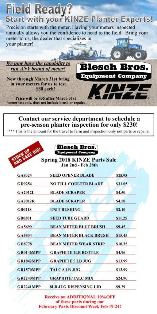 Blesch Bros Equipment Company Kinze sale Dubois County Free Press, Inc.