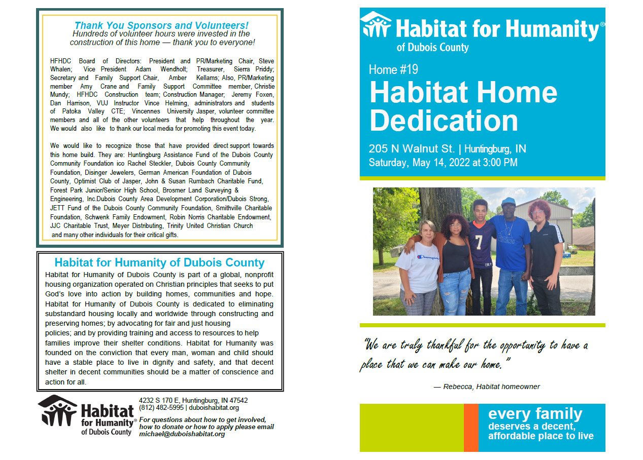 Habitat for Humanity hosting 19th home dedication ceremony Dubois