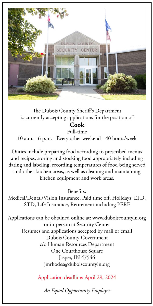 Dubois County Sheriff’s Department seeking Cook